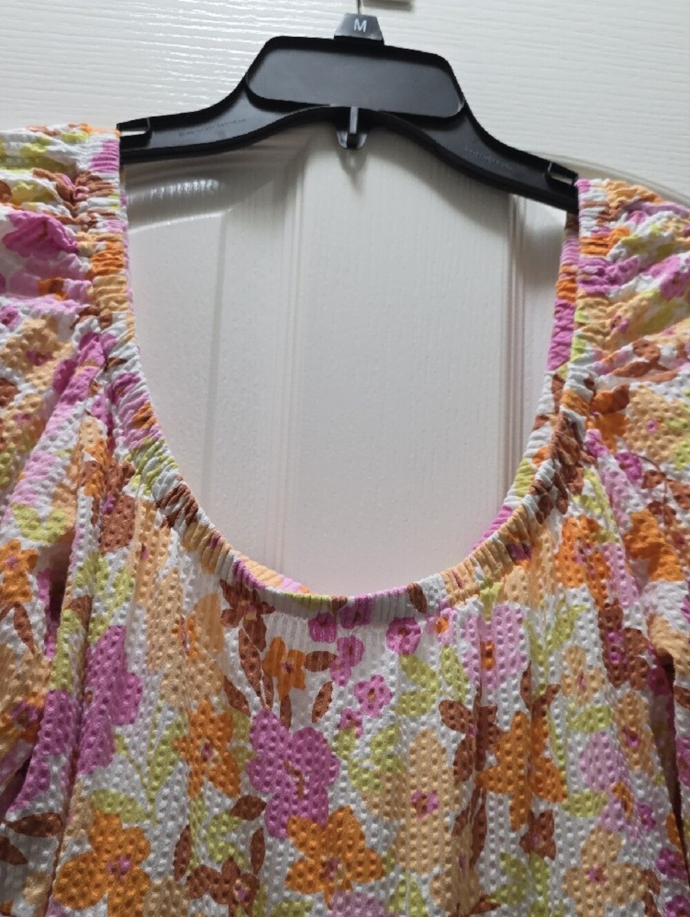 Billabong Floral Puff-Sleeve Maxi Dress in Pink & Orange - Picture 2 of 10